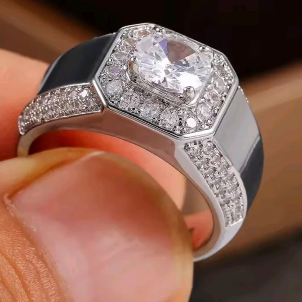 Elegant Diamond 925 Silver Ring For Men